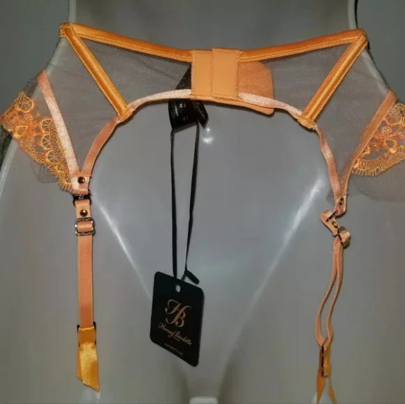 Honey Birdette Gabrielle Mango Suspender NWT